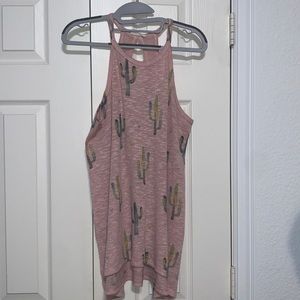light pink tank with cactus detailing
